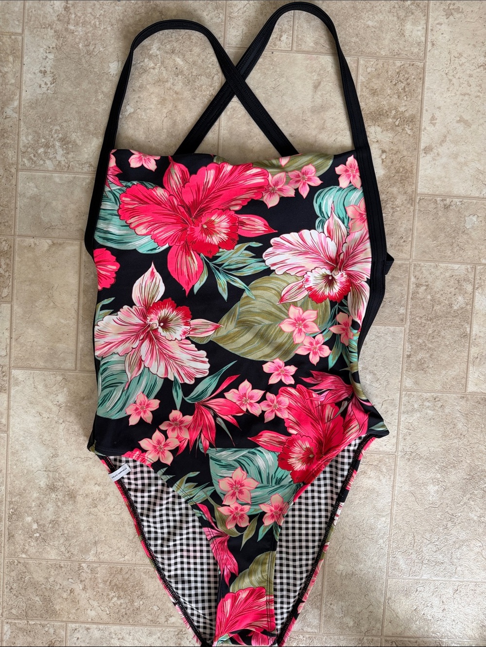 Body Glove Black One-Piece with Pink Floral Print